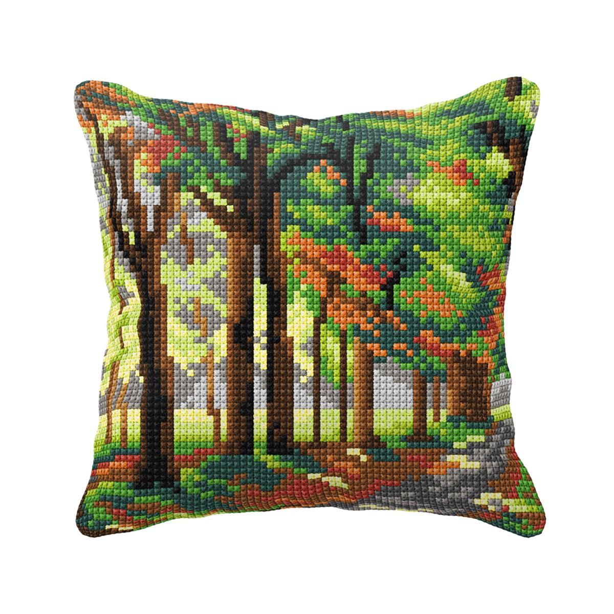 Kruissteek kussen "Bos"