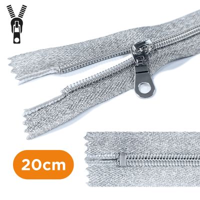 Lurex spiraalrits niet deelbaar T5 zilver 20cm