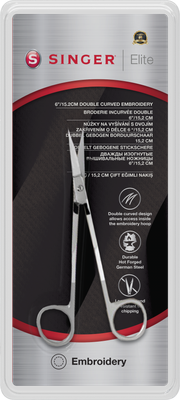 Singer Elite dubbel gebogen borduurschaar 15 cm