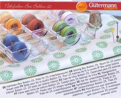 Spoeltjes box Gütermann voor 25 spoeltjes