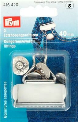 Garnituur voor tuinbroeken / salopet 40 mm zilver