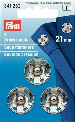 Drukknopen om aan te naaien 21 mm zilver / zwart