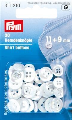 Hemden knoopjes parelmoer  9 &amp; 11 mm