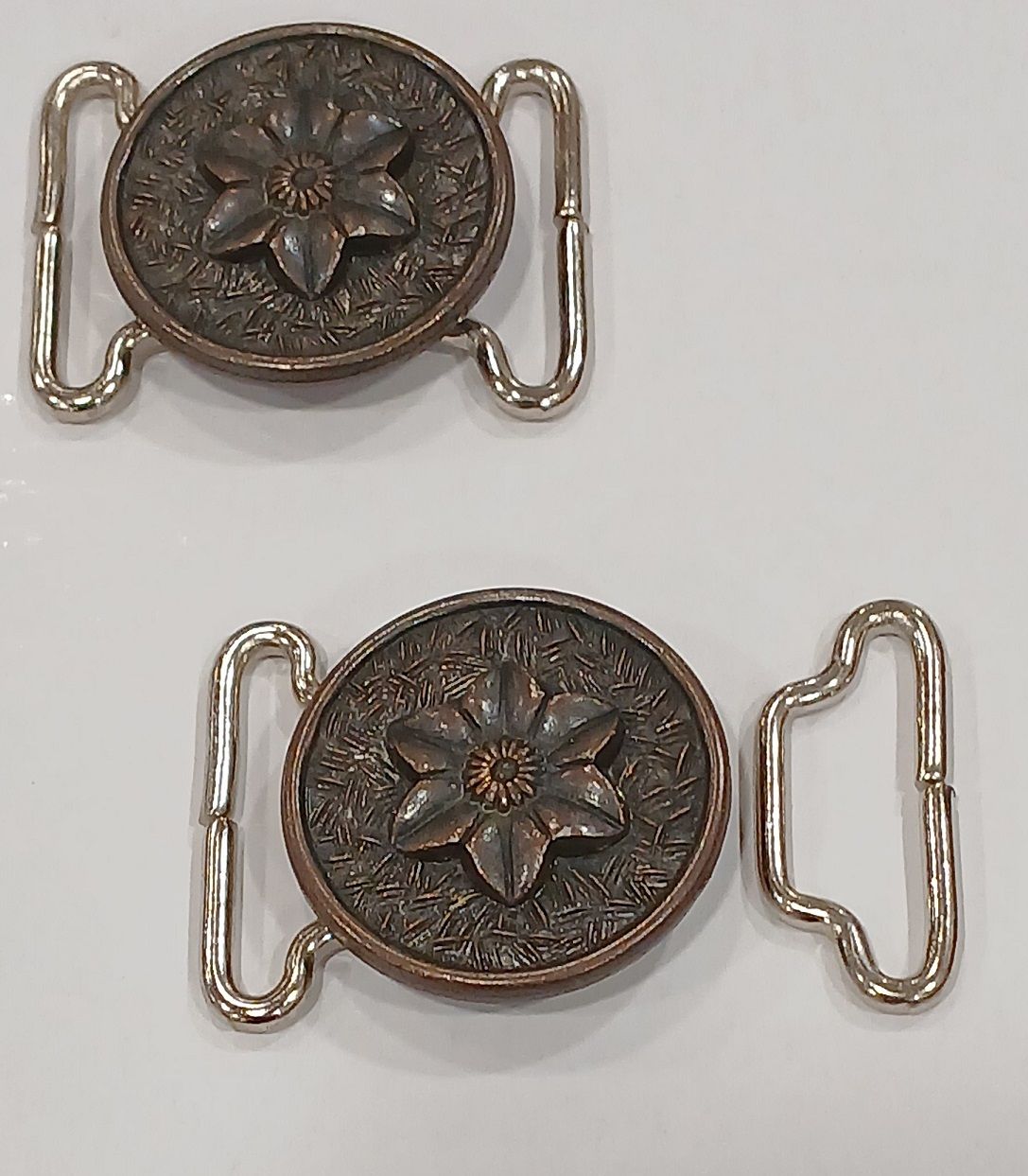 Retro gesp brons-zilver 25mm