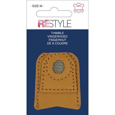 Lederen vingerhoed met metalen insert medium