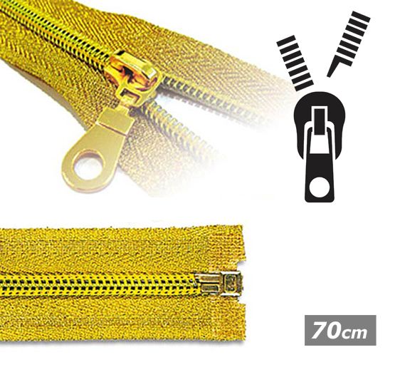 Lurex gouden spiraalrits deelbaar 70cm