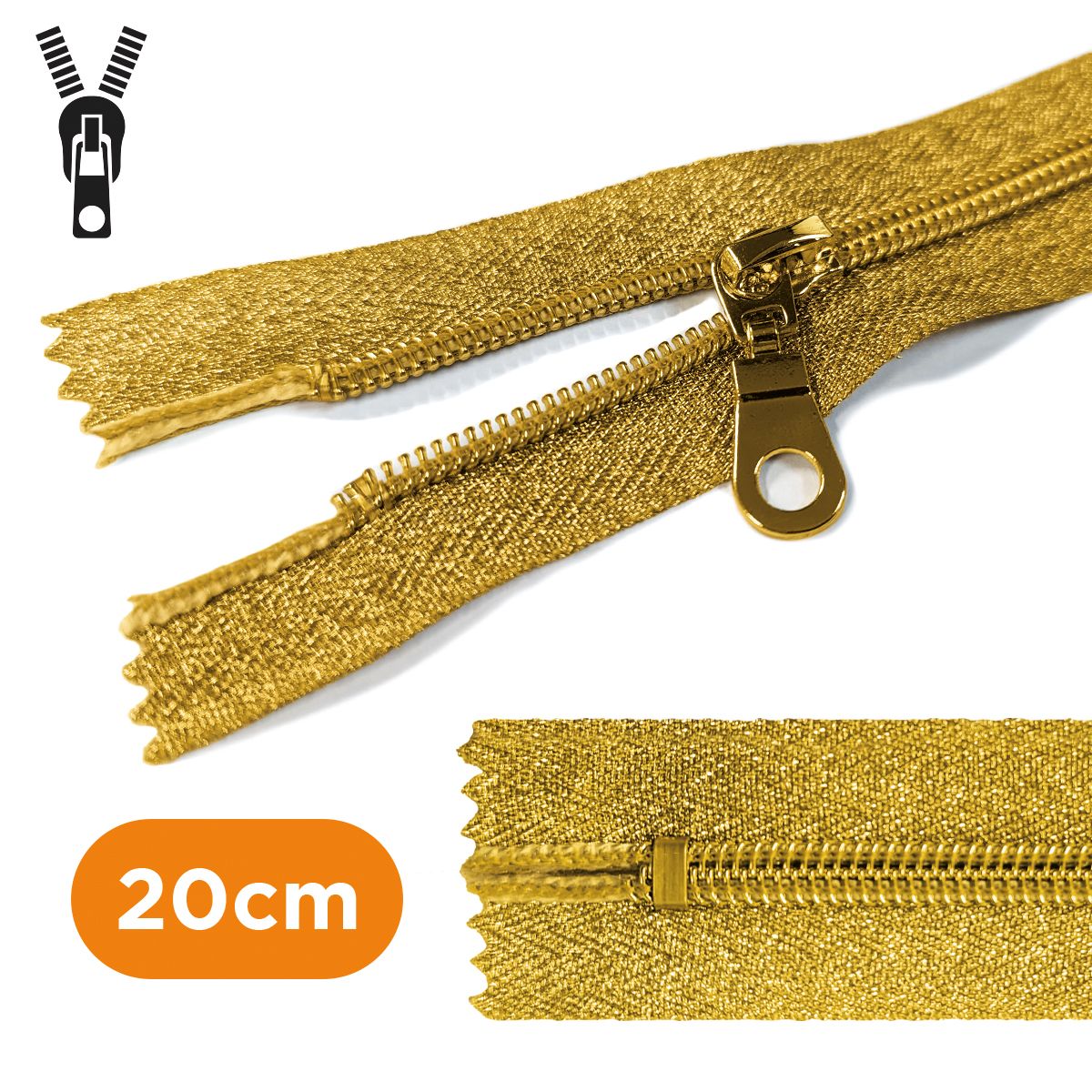 Lurex spiraalrits niet deelbaar T5 goud 20cm