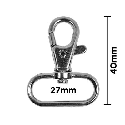 Karabijnhaken 27 mm zilver