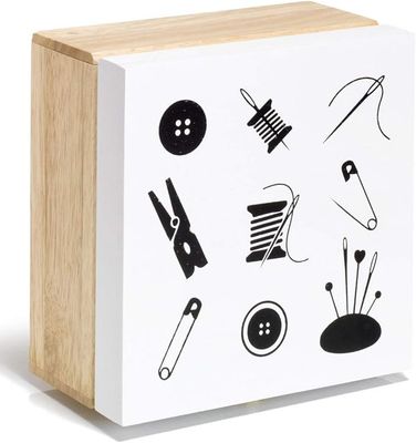 Prym houten naaibox met vakverdeling licht eiken / wit