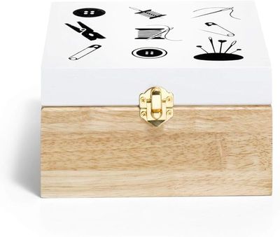 Prym houten naaibox met vakverdeling licht eiken / wit