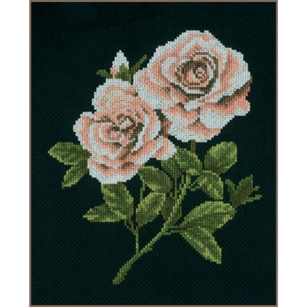 Kruissteek pakket Lanarte "Roses on black"