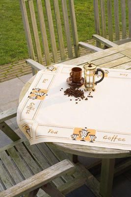 Aida tafelkleed kit met telpatroon "Thee en koffie"