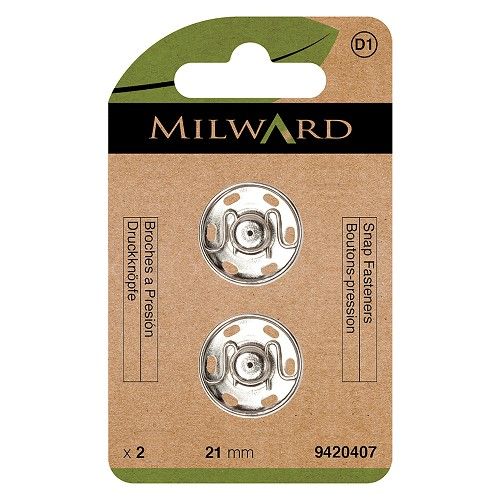 Drukknopen om aan te naaien 21 mm zilver / zwart
