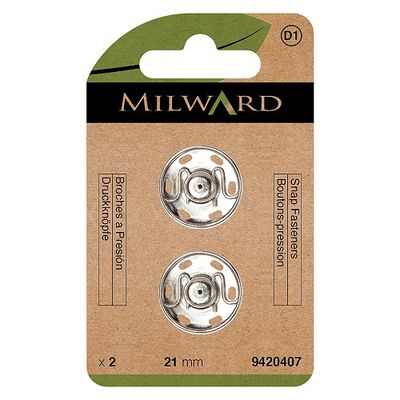 Drukknopen om aan te naaien 21 mm zilver / zwart