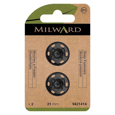 Drukknopen om aan te naaien 21 mm zilver / zwart