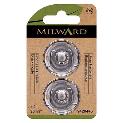 Drukknopen om aan te naaien 30 mm zilver / zwart