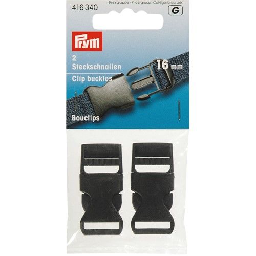 Smalle klik gesp 16 mm zwart