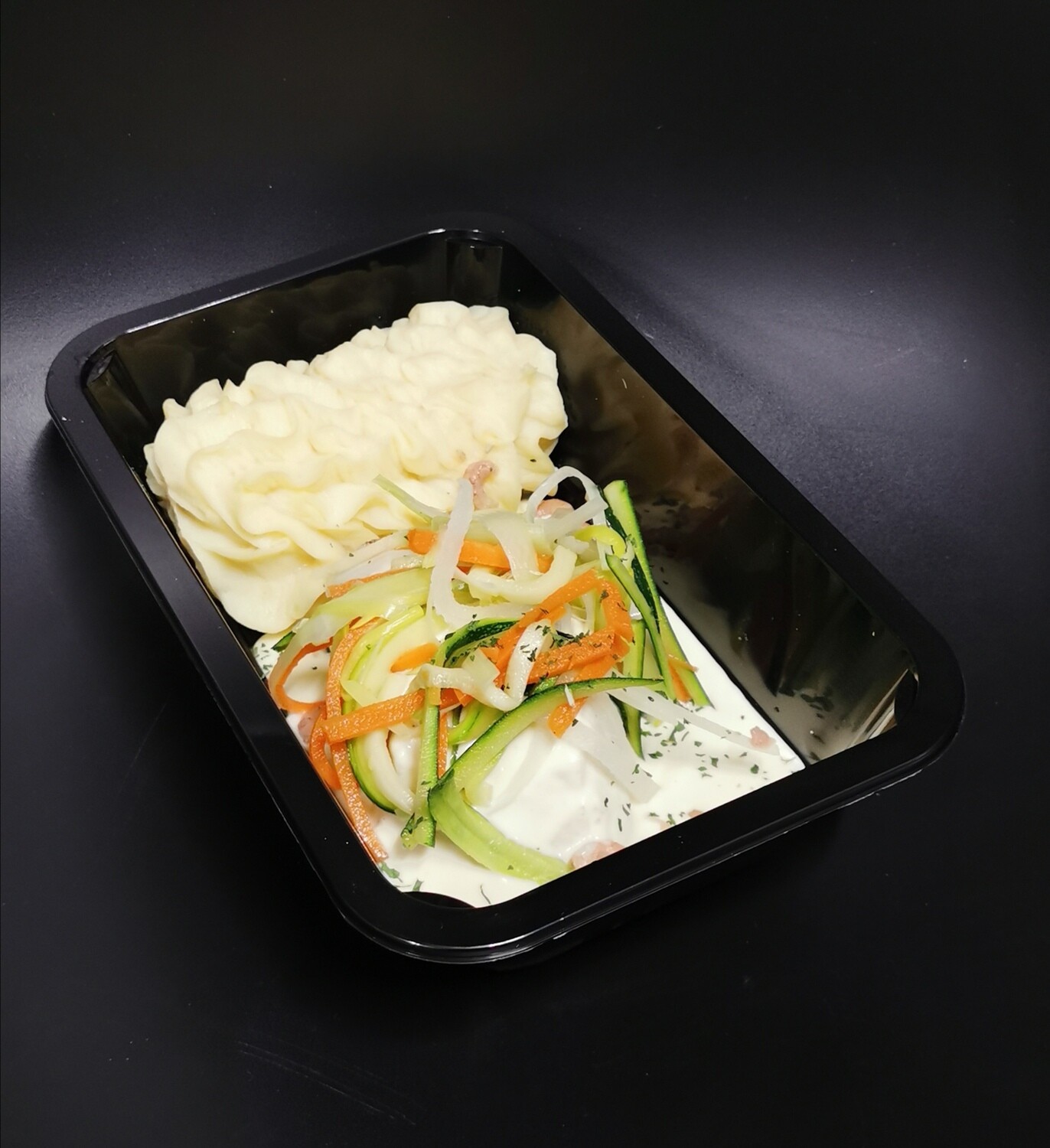Kabeljauwhaasje met aardappelpuree