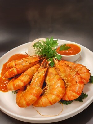 Gegrilde reuzengamba&#39;s