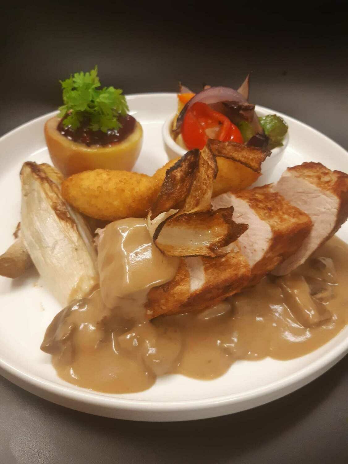 Varkenshaasje met champignonsaus