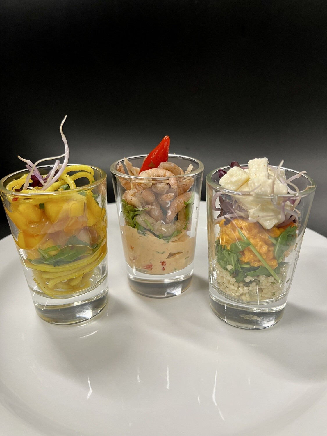 Trio van hartig gevulde glaasjes