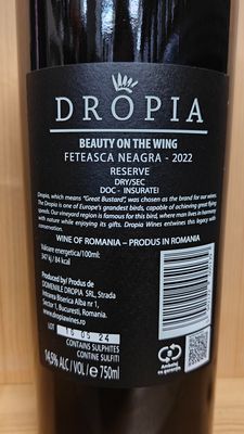 Dropia - Beauty On The Wing - Feteasca Neagra 75cl