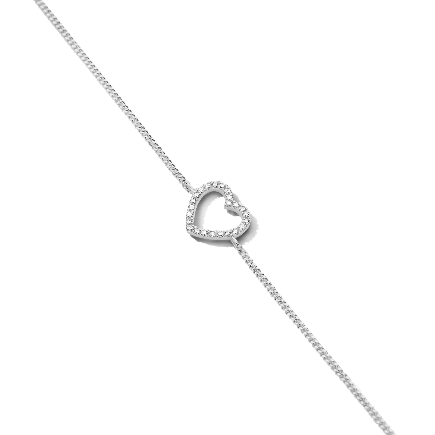 Diamanti per Tutti Heart Chain Bracelet - white plated