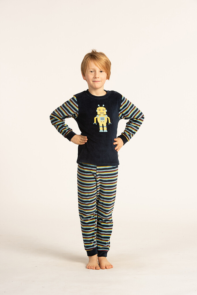 Eskimo Pyjama Robot; Velours ( Jongens 2 - 8jaar ), Maten: 4