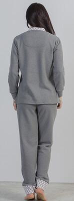 Gary Dames Pyjama: Grijs met zakken ( Zeer warme pyjama / HomeWear