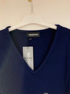 SeeYou Blauwe T-shirt V hals tot maat 54