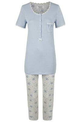 Ringella Dames pyjama blauw 7/8 broek