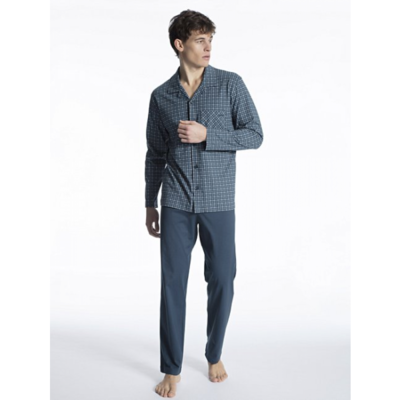 Calida Pyjama: Doorknoop ( 100% Katoen ) Ideaal voor Ziekenhuisopname