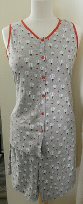 Egatex Dames pyjama doorknoop: Top + short ( Ega.221)