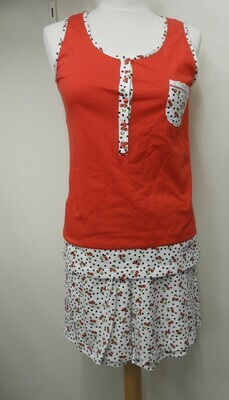 Egatex Dames Pyjama top/short ( kersenmotief)