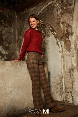 Para Mi Damesbroek: Jade Brushed Check Camel: Prince des galles