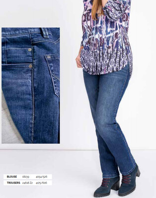 Kj Brand Jeans broek: Betty ( elastiek + knoop ) tot maat 54