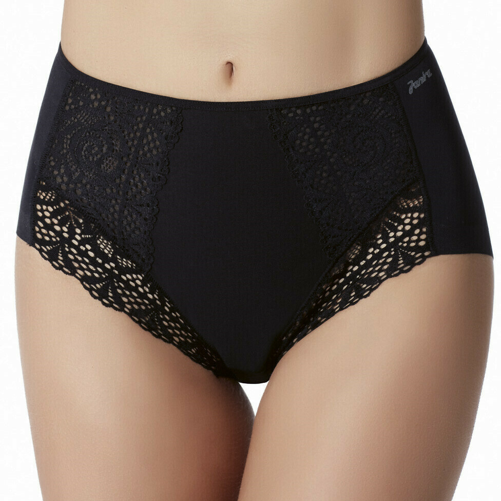 Janira Maika Lace Cotton Band: Zwart ( Hoge Slip )