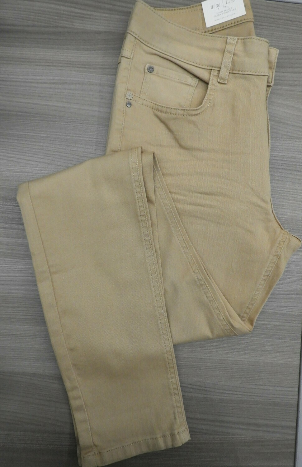 Para Mi Damesbroek: Ivy Color Denim Faded Camel ( Extra Skinny Leg )