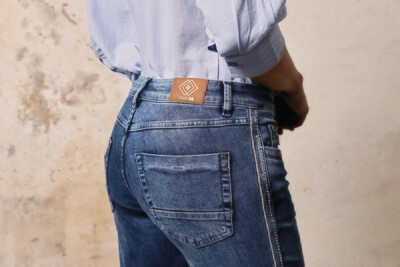 Para Mi Damesbroek: Meya ( Embroidery ) P form Denim Cloudly Bleu