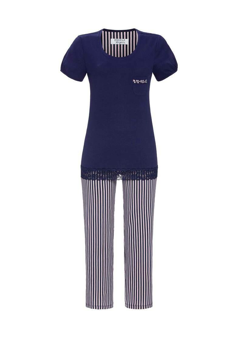 Ringella Dames Pyjama: Blauw T -shirt met 7 /8 broek