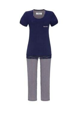 Ringella Dames Pyjama: Blauw T -shirt met 7 /8 broek