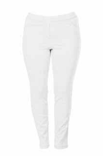 KJ Brand: Witte lange broek Jenny ( volledig op elastiek )