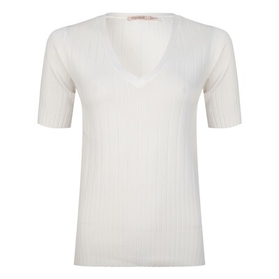 Esqualo Licht gebreid t-shirt: Off White