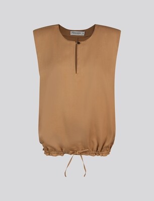 Summum Woman Top met schoudervulling: Camel