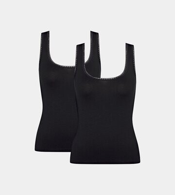 Sloggi dames singlet: go organic cotton duopack zwart
