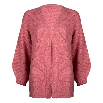 Esqualo Cardigan: Grof gebreid, Melange Roze