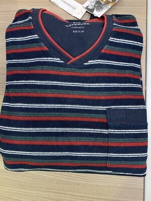 Gotzburg Heren pyjama: badstof, blauw gestreept ( tot 3xl )