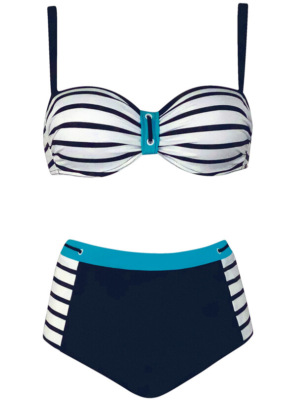 Sunflair Bikini met hoge slip ( Blauw / wit )