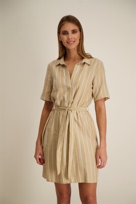 Signe Nature Kleed: Beige gestreept, Katoen