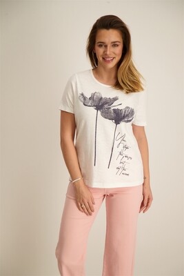 Signe Nature T-shirt: bedrukt, Wit / blauw